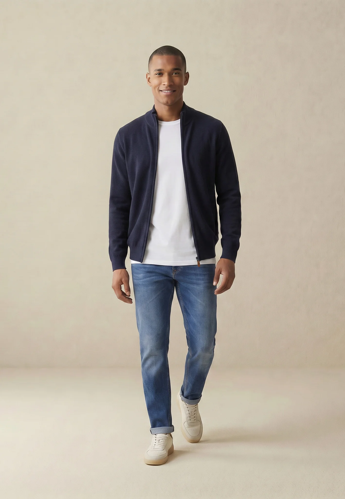 Strickjacke aus Baumwolle mit Stehkragen und Reißverschluss – Air Cotton - Image 13
