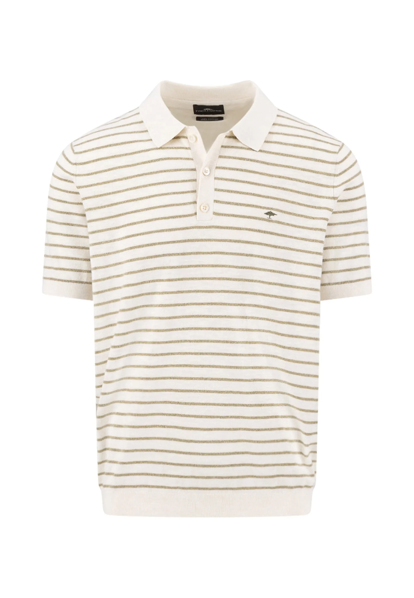 Strickpoloshirt aus Baumwoll-Leinen-Mix mit Streifenmuster - Image 4