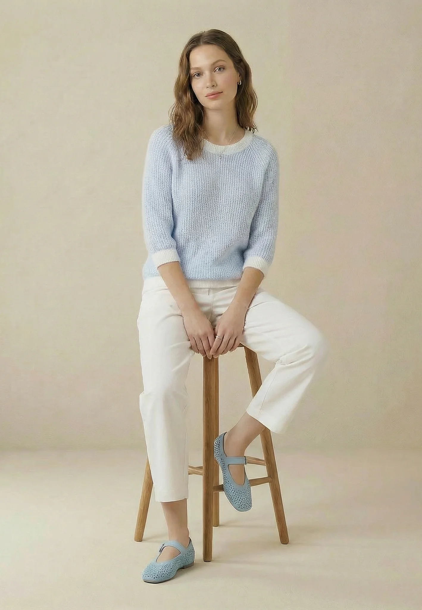 Strickpullover aus Wollmix mit Rundhalsausschnitt und 3/4-Arm - Image 3