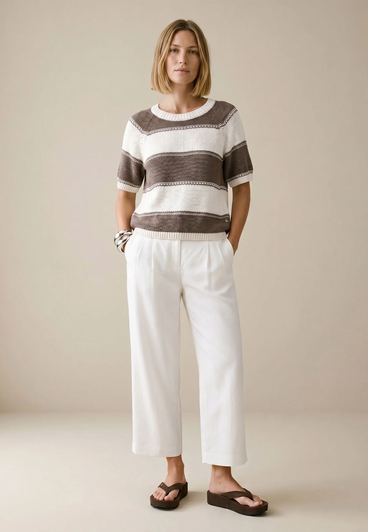 Strickshirt aus Baumwolle mit Streifenmuster und Rundhalsausschnitt - Image 2