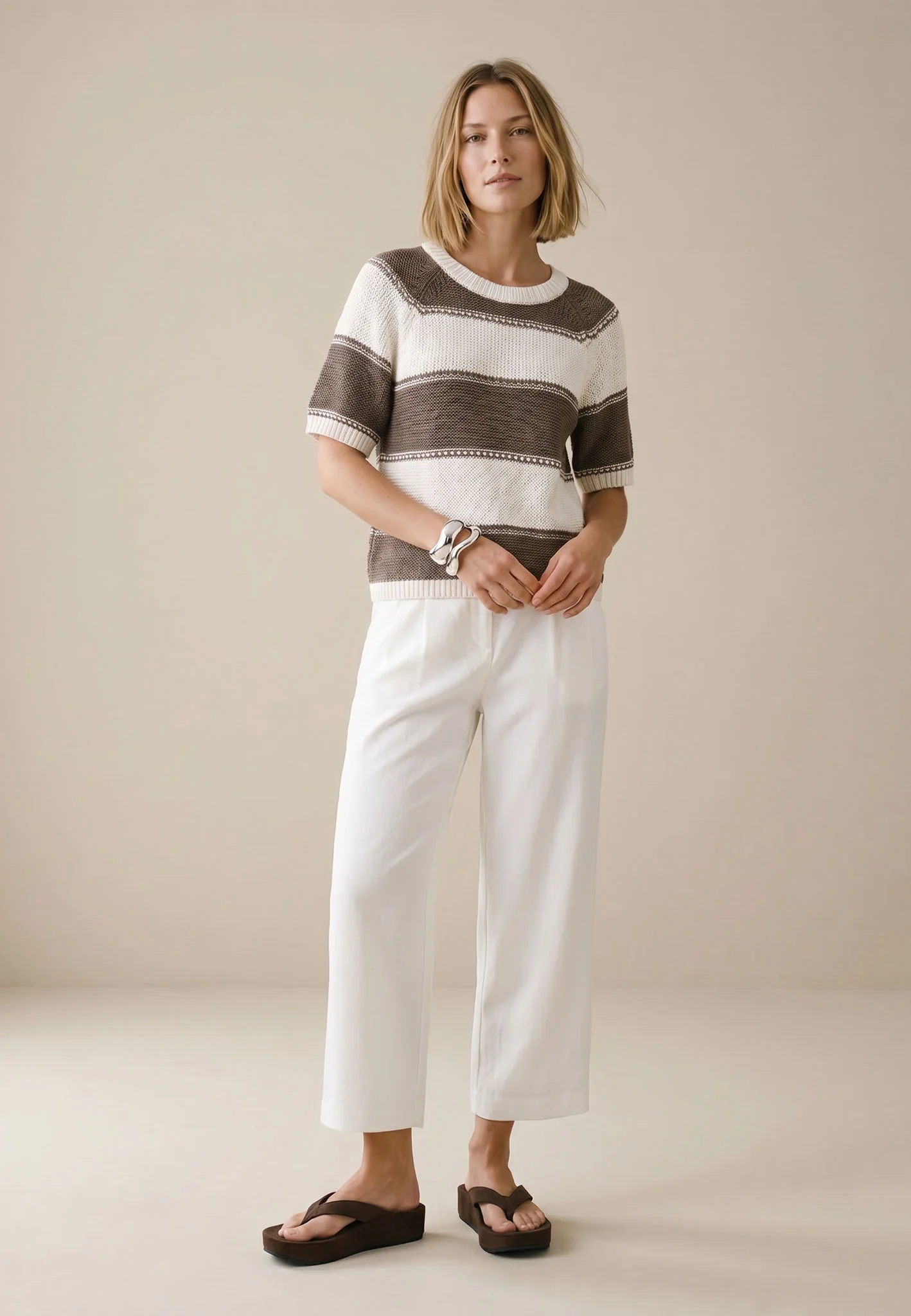 Strickshirt aus Baumwolle mit Streifenmuster und Rundhalsausschnitt - Image 3