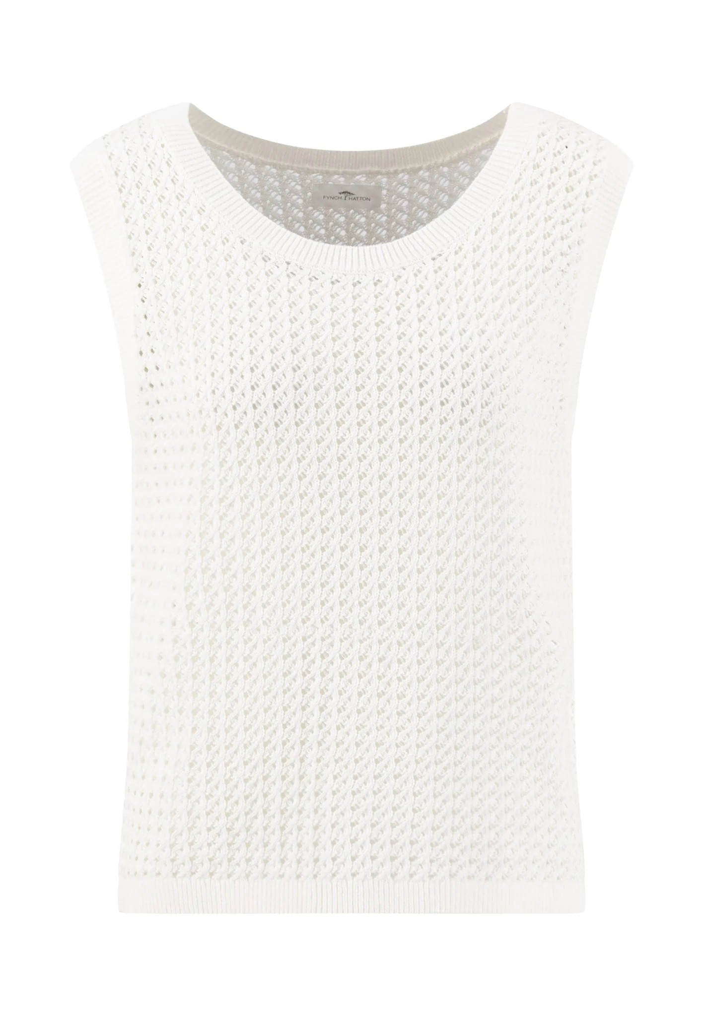 Stricktop aus Baumwolle mit Ajourmuster und Rundhalsausschnitt - Image 8