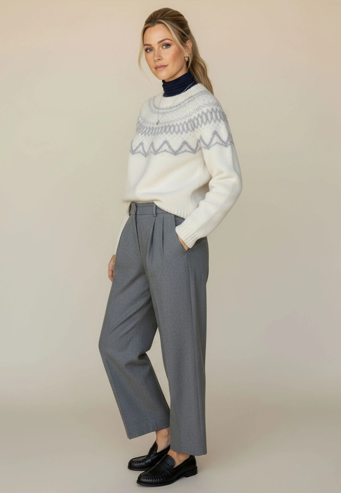 Wollpullover aus reiner Wolle mit Norwegermuster - Image 10