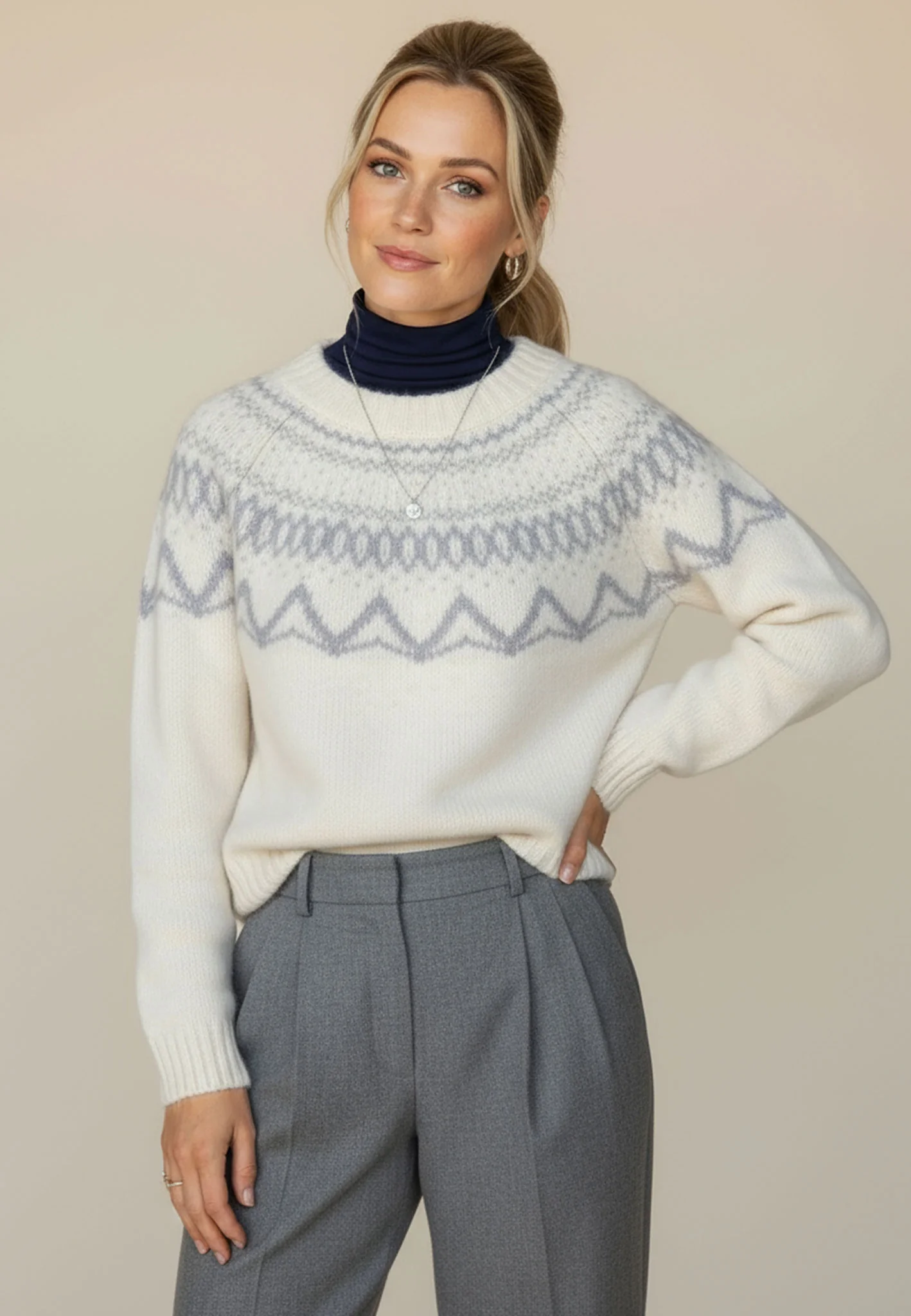 Wollpullover aus reiner Wolle mit Norwegermuster - Image 8